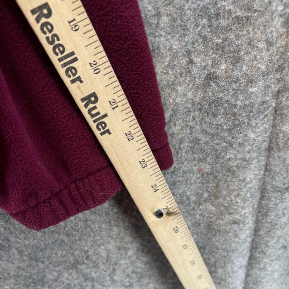 LL Bean Sweater Men Large Burgundy 1/4 Zip Sweatshirt Warm Outdoors Fleece VTG - Picture 9 of 12